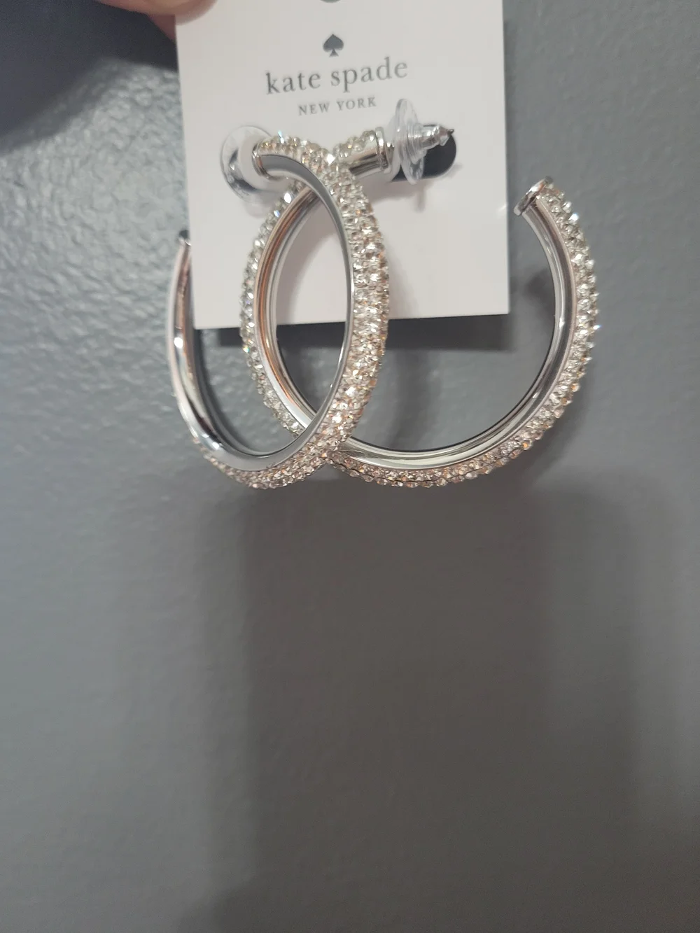 kate Spade Clear/Silver Hoop Earrings